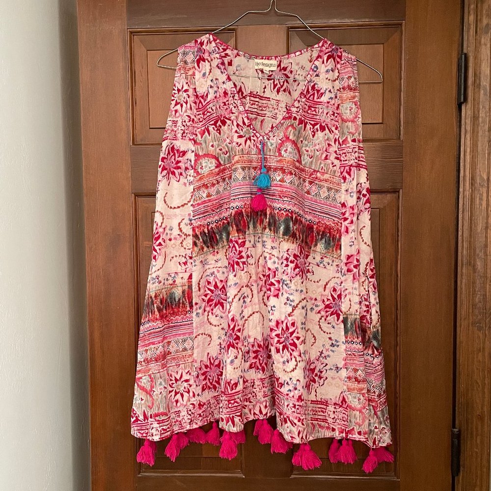 NWOT Size S pink LJC Designs sleeveless tunic or swimsuit cover-up